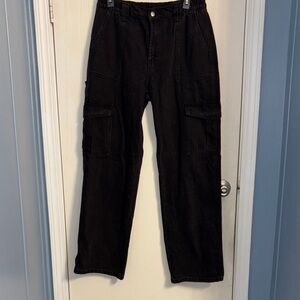 Classic Black Straight Leg Women's Cargo Pants
